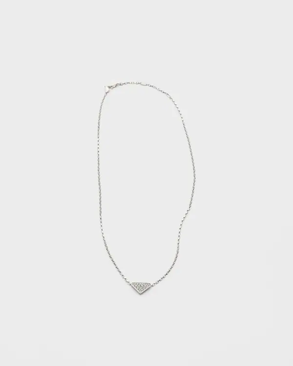 Eternal Gold Mikro-Triangle-Anhänger-Halskette in Weißgold und Diamanten