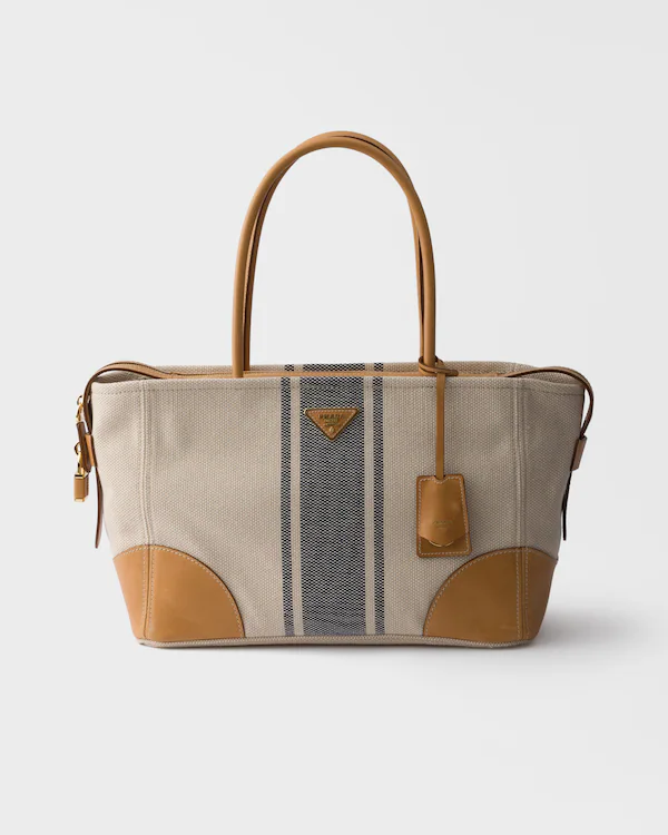 Große Canvas- und Leder-Tasche