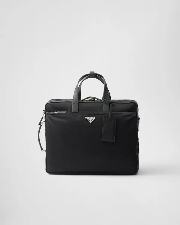Aktenkoffer aus Re-Nylon und Saffiano-Leder
