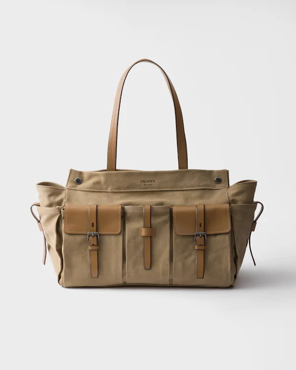 Prada Route Canvas- und Leder-Handtasche