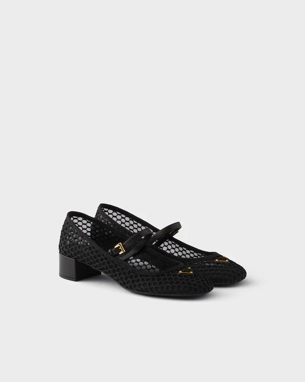 Niedrige Absatz-Mesh-Schuhballerinas