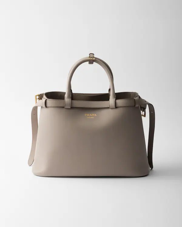 Prada Schnalle mittelgroße Lederhandtasche mit doppelter Gurt