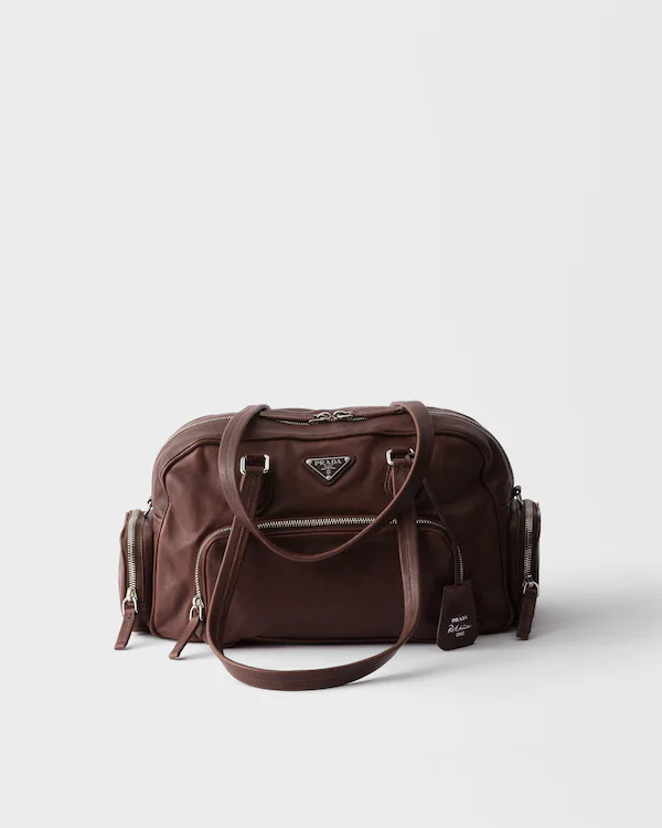 Große gewaschene Ledertasche mit Top-Griff