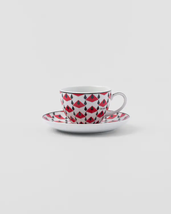 Set aus vier Porzellan-Espressotassen - Wien Rot