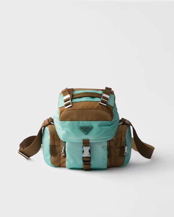 Schultertasche aus antikem Re-Nylon und Leder