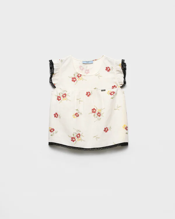 Linen-Oberhemd mit Blumenmuster